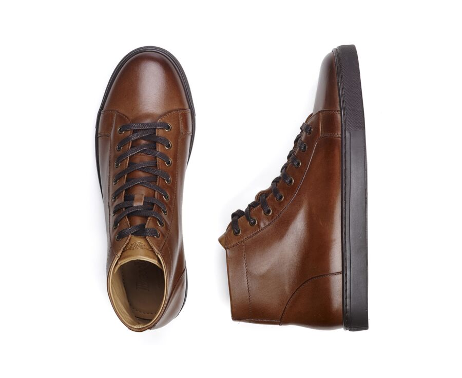 Zapatillas altas para hombre de piel Castaño oscuro patinado - HAWTHORNE