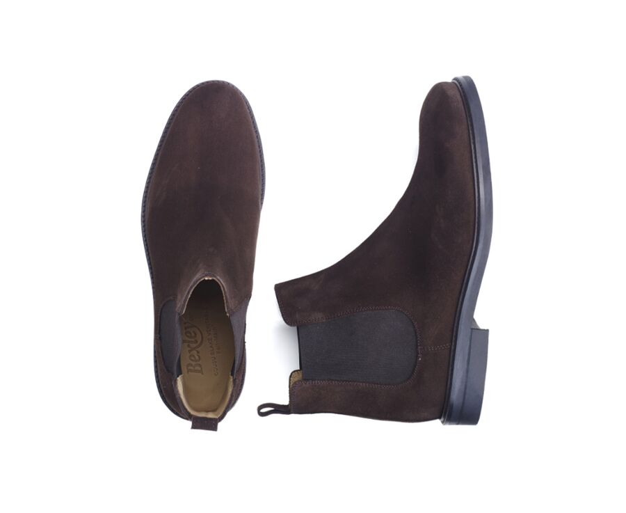 Botines Chelsea para hombre Terciopelo Pardo - FANGLER GOMME CITY