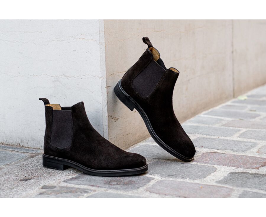 Botines Chelsea para hombre Terciopelo Pardo - FANGLER GOMME CITY