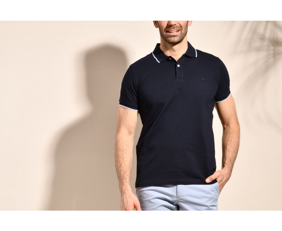 Polo de hombre Azul marino y Blanco - ALBERN