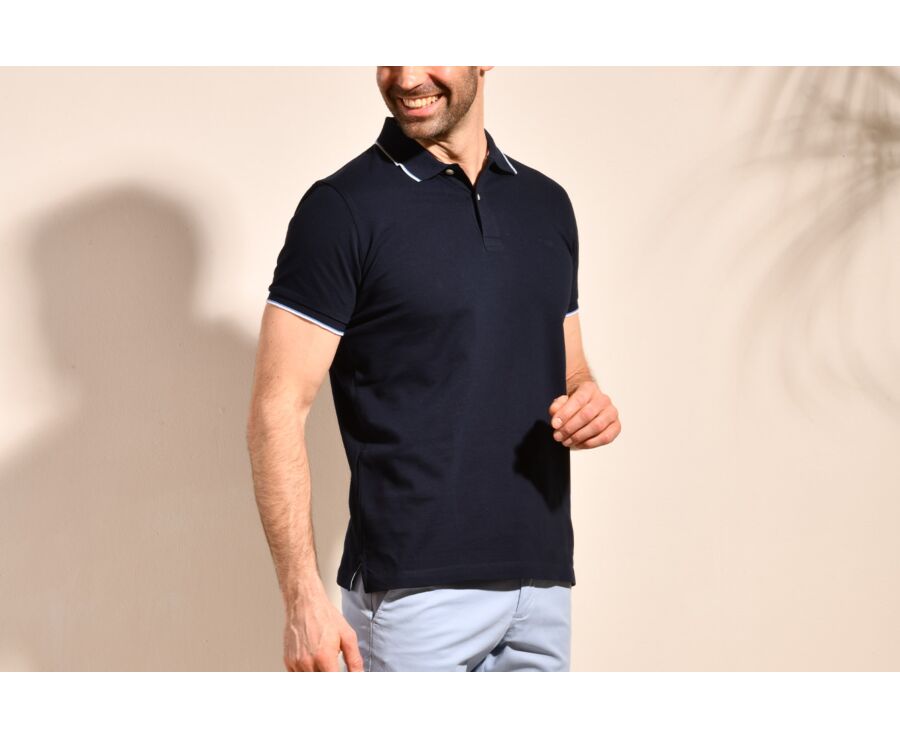 Polo de hombre Azul marino y Blanco - ALBERN