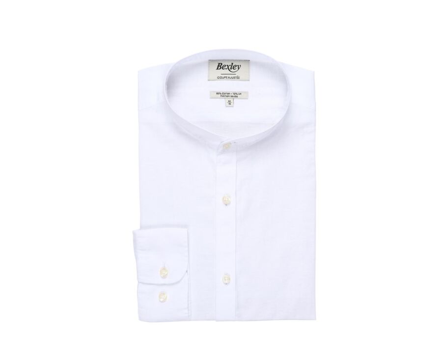 Camisa lisa de lino de algodón blanco - ELIBERT