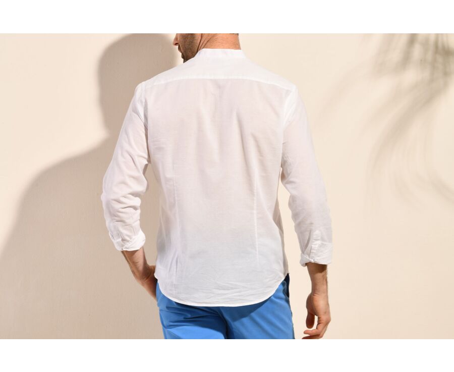 Camisa lisa de lino de algodón blanco - ELIBERT