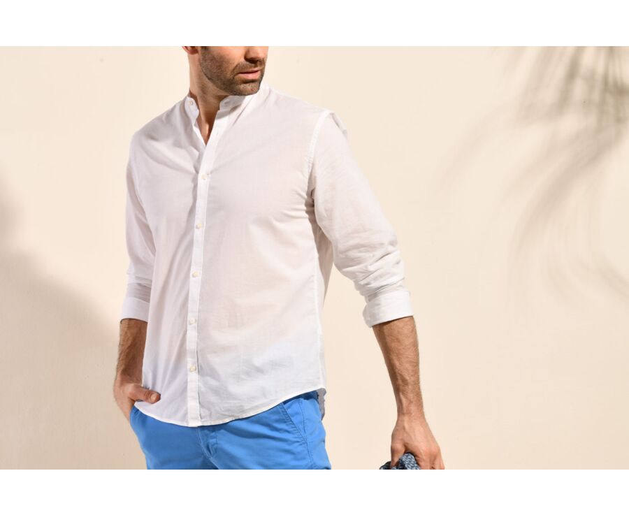 Camisa lisa de lino de algodón blanco - ELIBERT