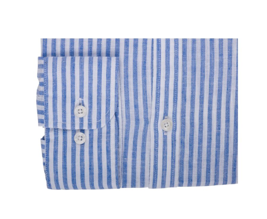 Camisa lisa de lino de algodón Azul océano y Blanco - ELIBERT