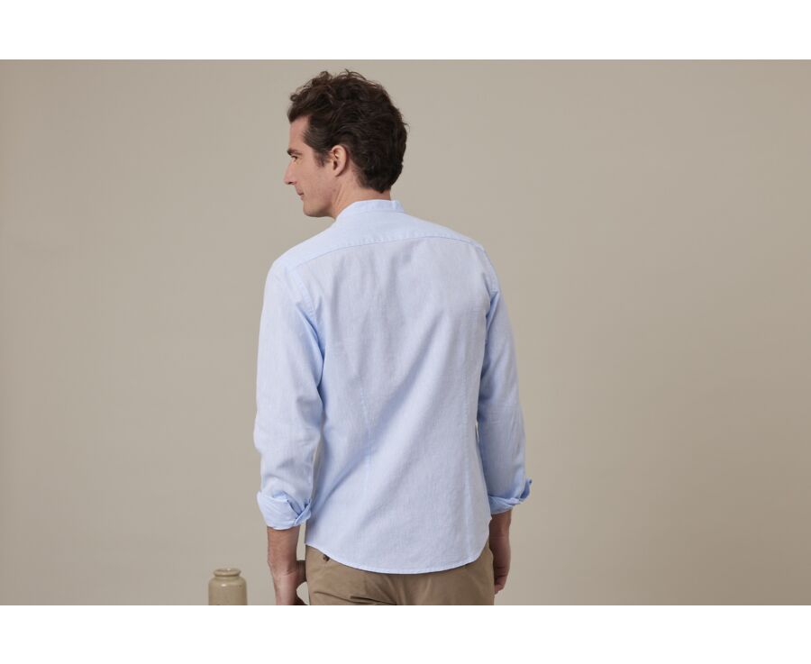 Camisa lisa de lino de algodón Chambray Azul claro - ELIBERT