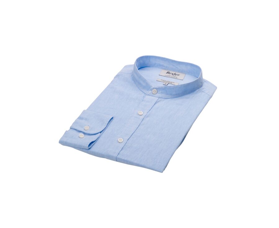 Camisa lisa de lino de algodón Chambray Azul claro - ELIBERT