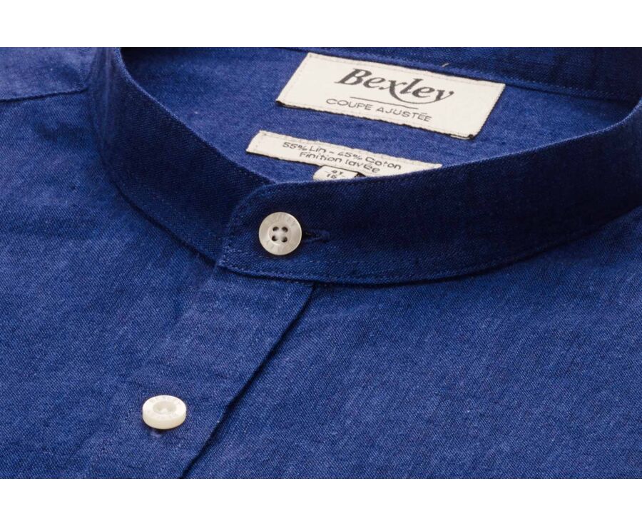 Camisa lisa de lino de algodón Chambray Indigo - ELIBERT