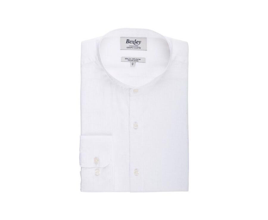 Camisa lisa de lino de algodón Chambray Blanco - ELIBERT