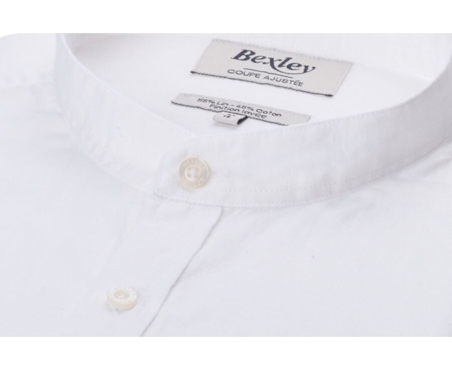 Camisa lisa de lino de algodón Chambray Blanco - ELIBERT