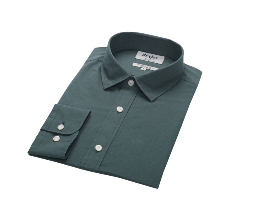 Camisa lisa de lino de algodón Verde oscuro - SILBERT