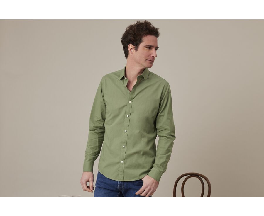 Camisa lisa de lino de algodón Verde Salvia - SILBERT
