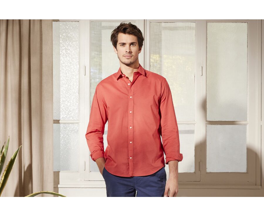 Camisa lisa de lino algodón Rojo Vintage - SILBERT