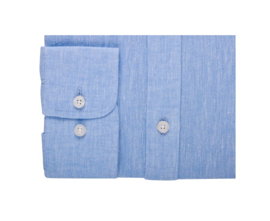 Camisa lisa de lino de algodón Chambray Azul - SILBERT