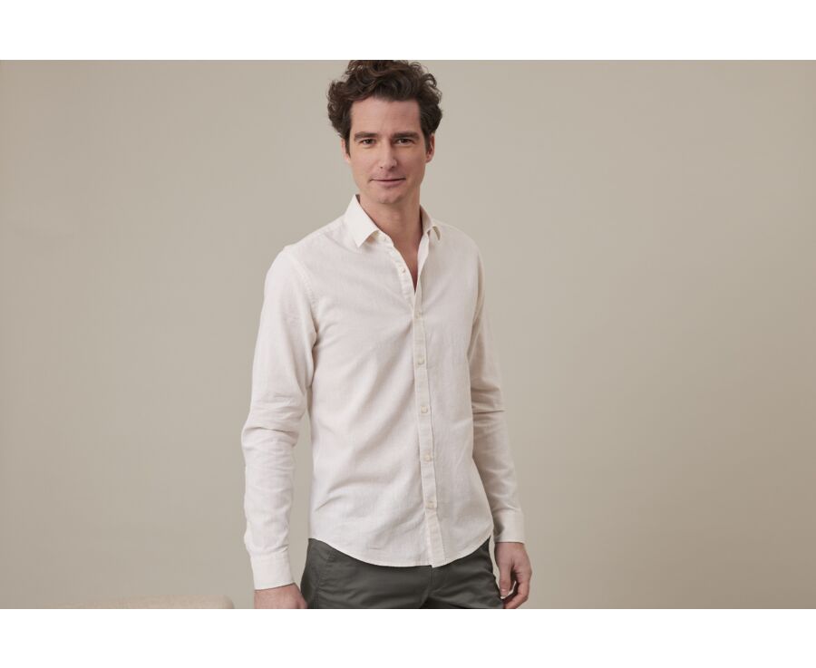 Camisa lisa de lino de algodón Chambray Crudo - SILBERT