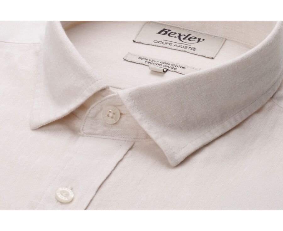 Camisa lisa de lino de algodón Chambray Crudo - SILBERT