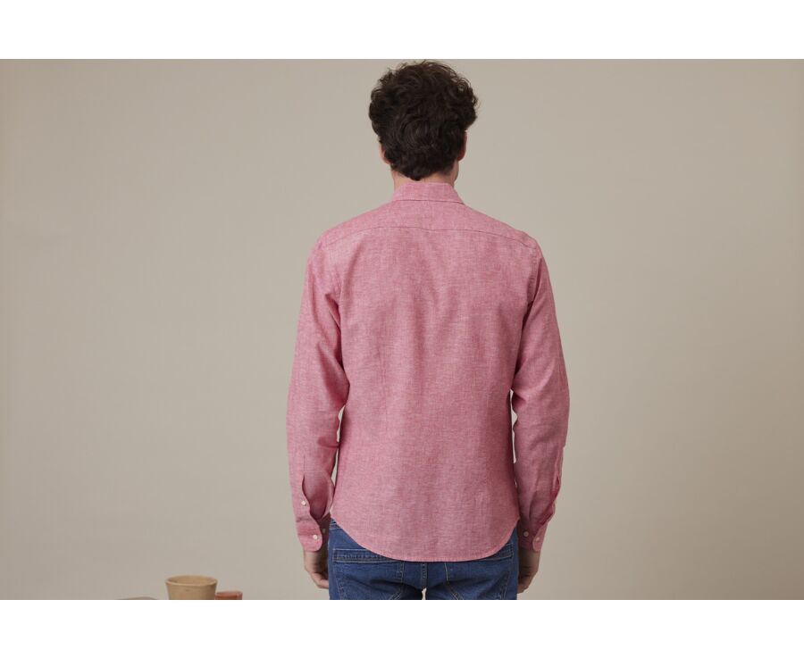 Camisa lisa de lino de algodón Chambray Rojo - SILBERT