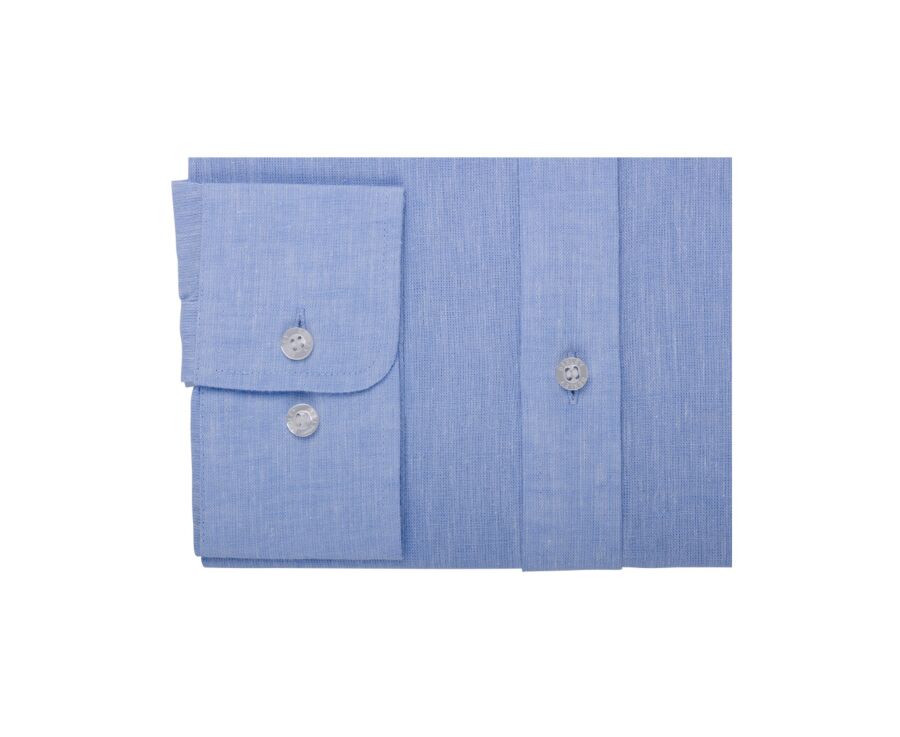 Camisa de algodón y lino Chambray Azul Claro - Cuello Francés - SILBERT