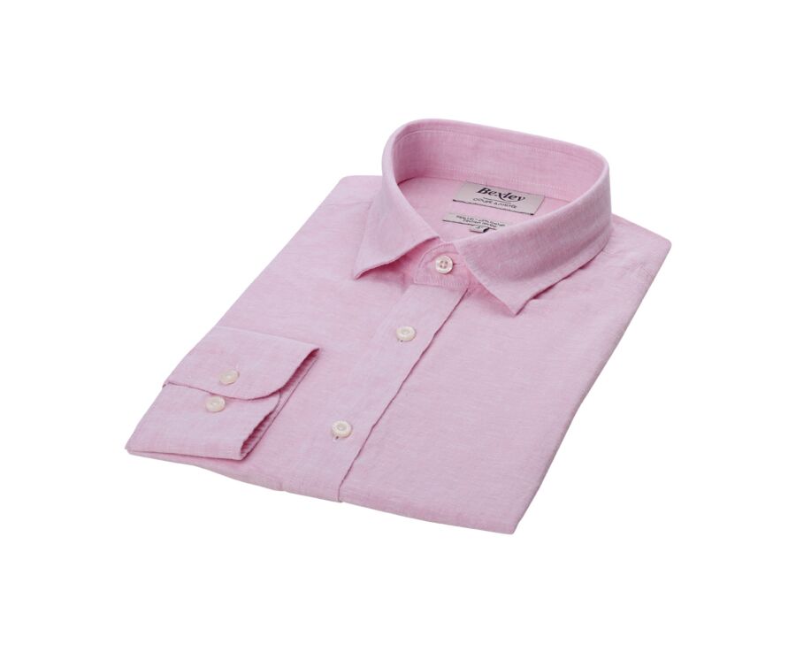 Camisa lisa de lino de algodón Chambray Rosa - SILBERT