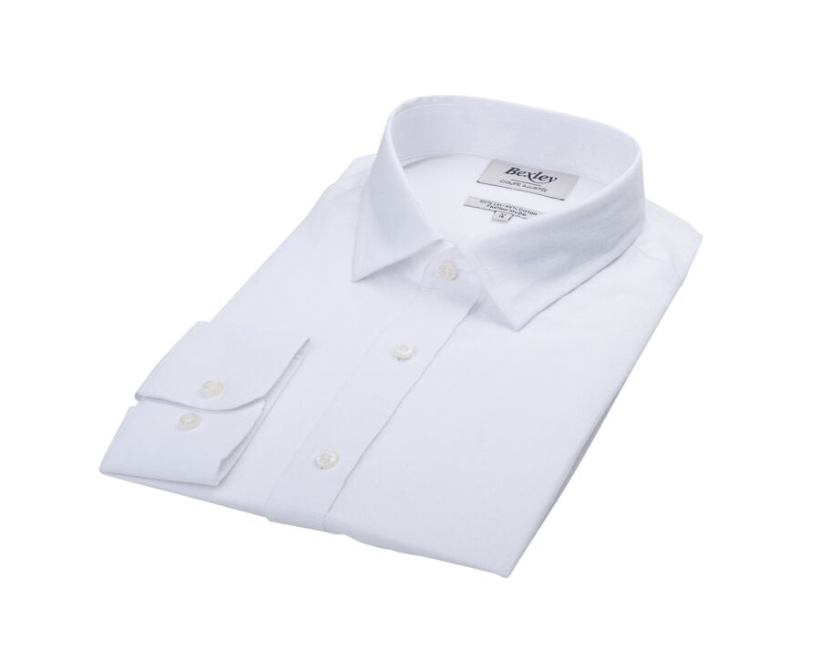 Camisa de algodón y lino Chambray Blanca - Cuello Francés - SILBERT