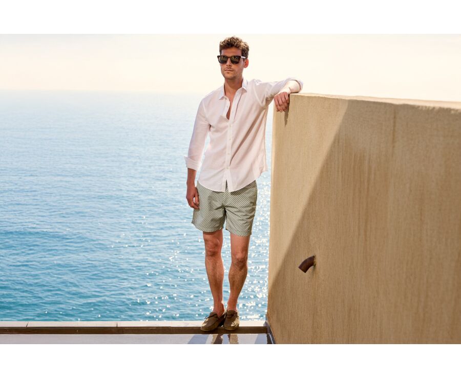 Camisa para Hombre - Chambray Blanco con Motivo - SILBERT