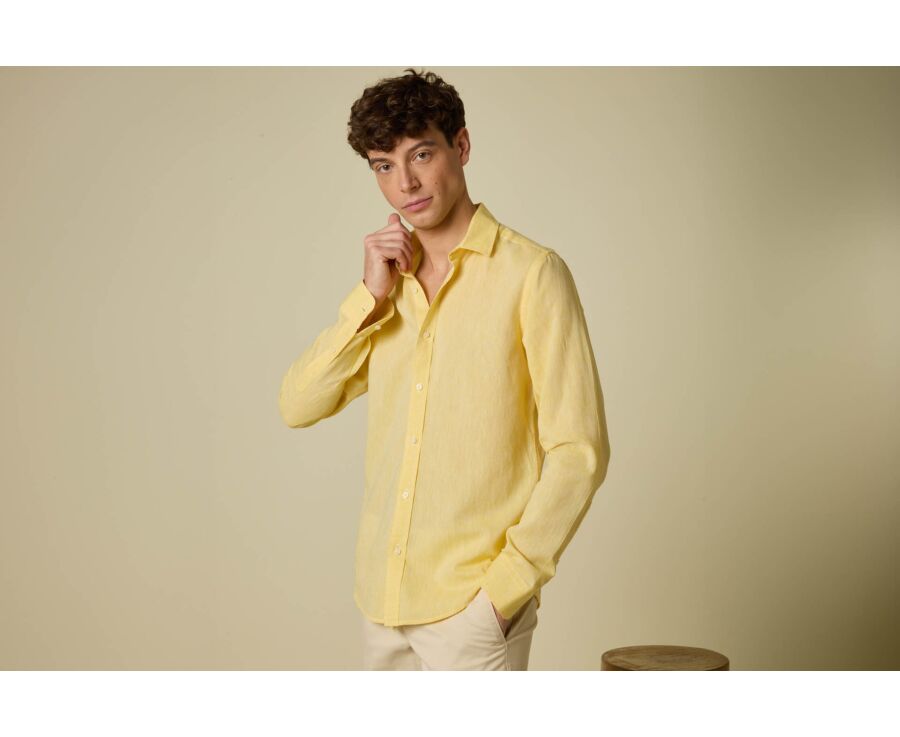 Camisa para Hombre - Chambray Amarillo Pálido - SILBERT