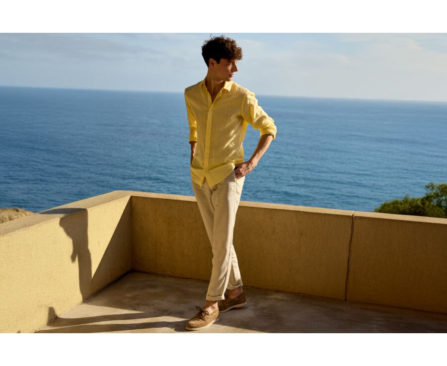 Camisa para Hombre - Chambray Amarillo Pálido - SILBERT