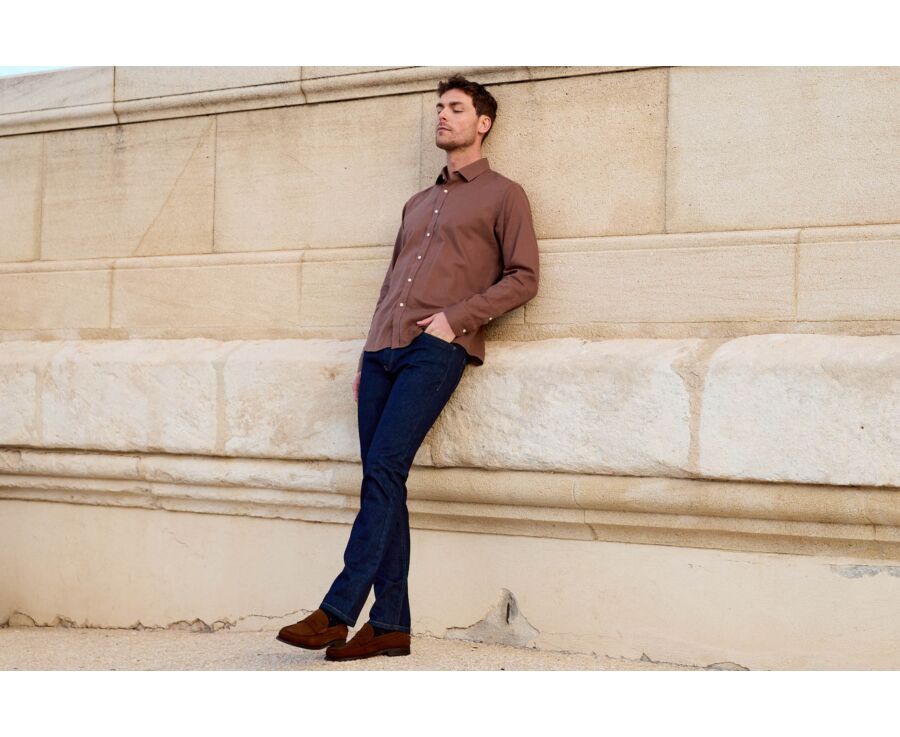 Camisa para Hombre - Chambray Moca - SILBERT