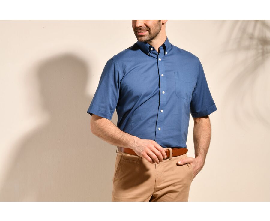 Camisa de lino y algodón índigo - Bolsillo en el pecho - COLTEN MC