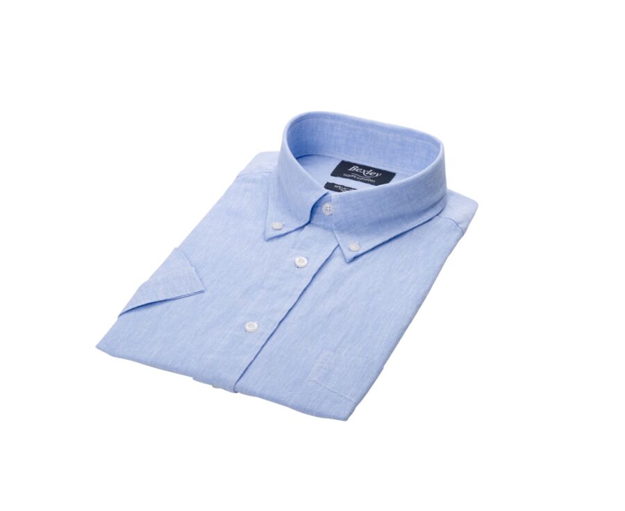 Camisa de lino y algodón Chambray Azul - Bolsillo en el pecho - COLTEN MC