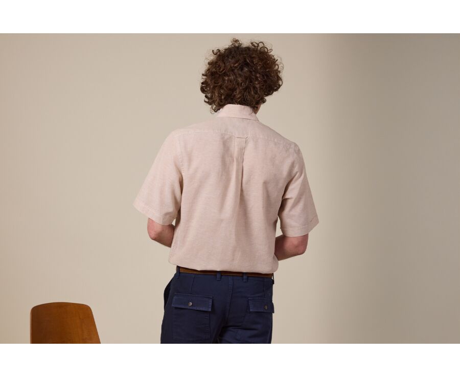 Camisa de lino y algodón Chambray Beis - Bolsillo en el pecho - COLTEN MC