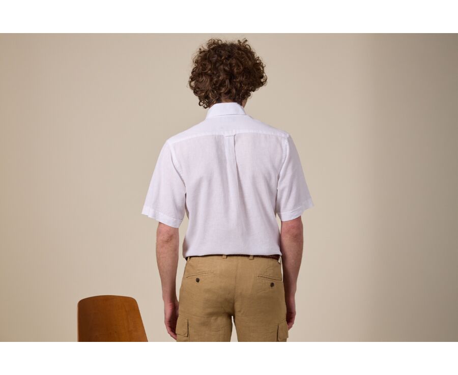 Camisa de lino/algodón Chambray Blanco  - Corte estándar - COLTEN MC