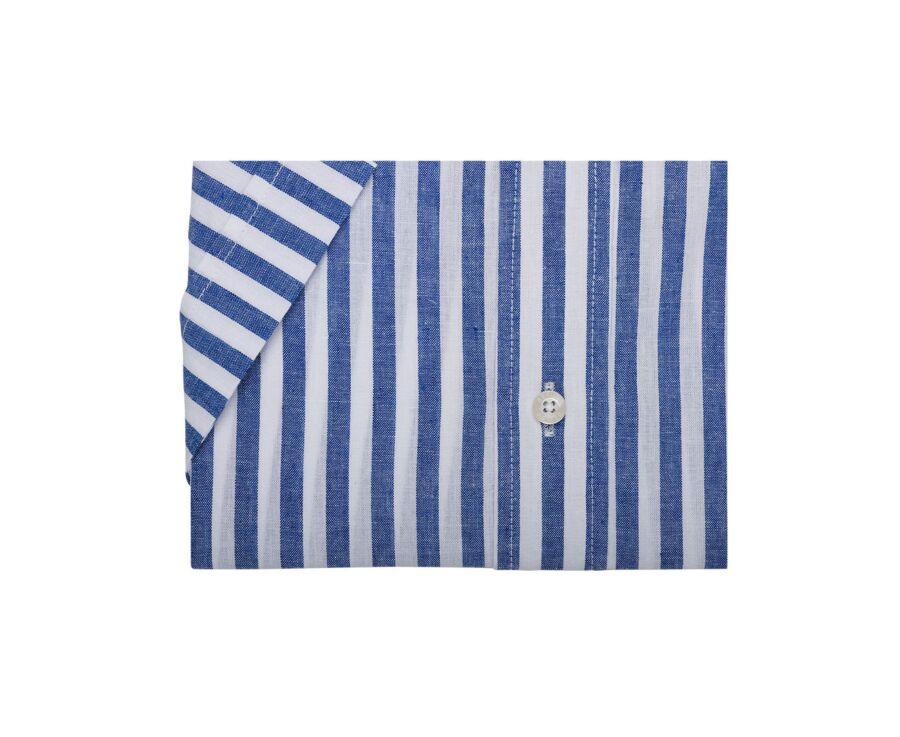 Camisa de lino/algodón Chambray Azul Océano y Blanco - COLTEN MC