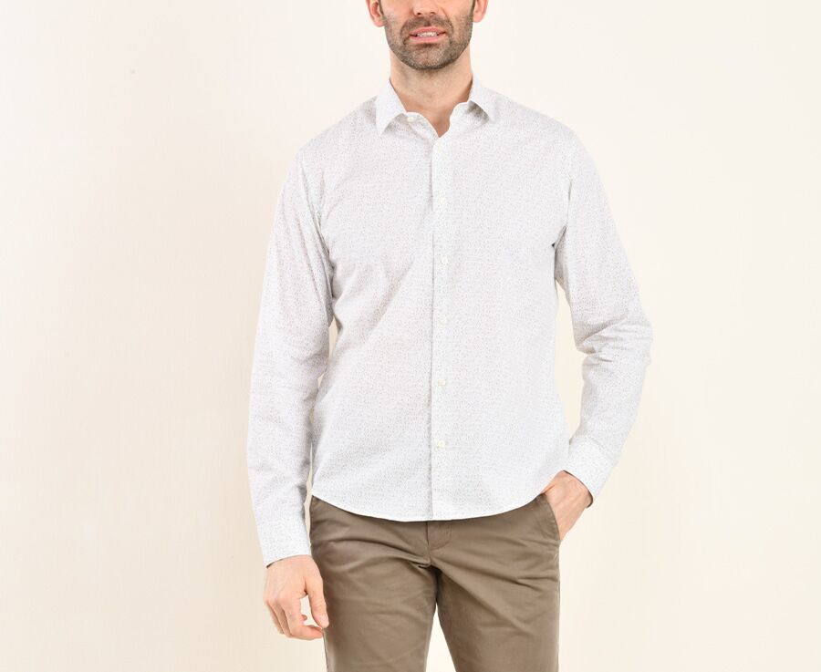 Camisa de algodón estampada blanca con lunares topo - SIDOINE