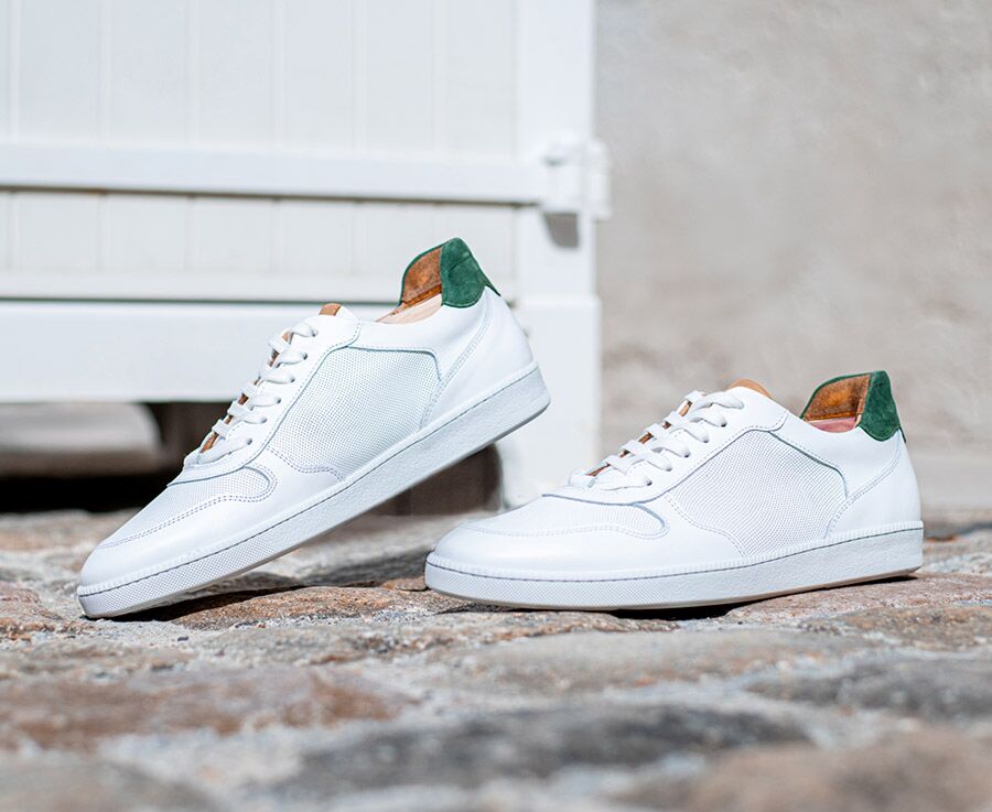 Zapatillas hombre piel perforada blanca Boronia | Bexley