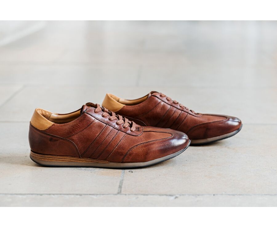 Zapatillas de piel Chocolate patinado - BOCKARA 