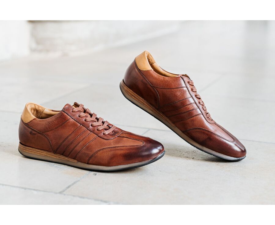 Zapatillas de piel Chocolate patinado - BOCKARA 