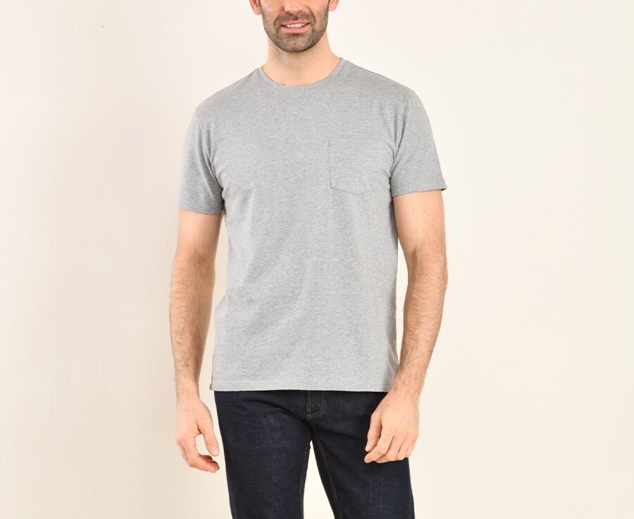 Camiseta de algodón orgánico lisa Gris moteado claro - EDGAR II
