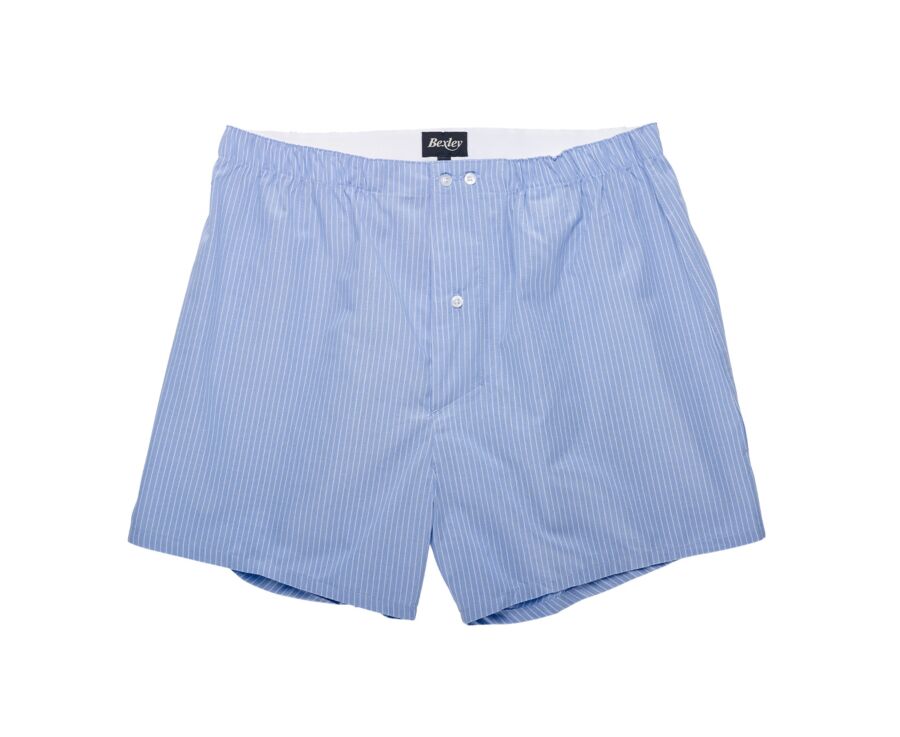 Caja de 2 calzoncillos para hombre Celeste rayado blanco / Blanco cuadrados azul - ELON