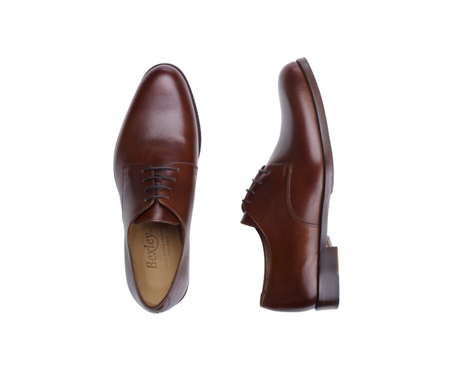 Zapatos derby hombre suela de piel con patín Castaño patinado - DOVER PATIN