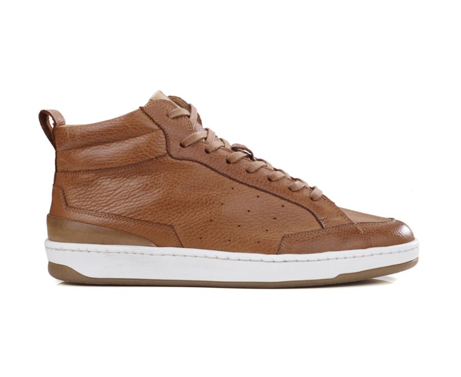 Zapatillas altas para hombre de piel Castaño patinado granulado Hallora |  Bexley