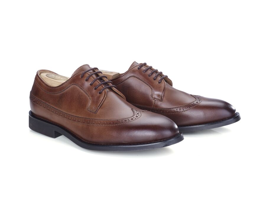 Zapatos derby para hombre con suela de goma Chocolate patinado - BESFORD GOMME CITY