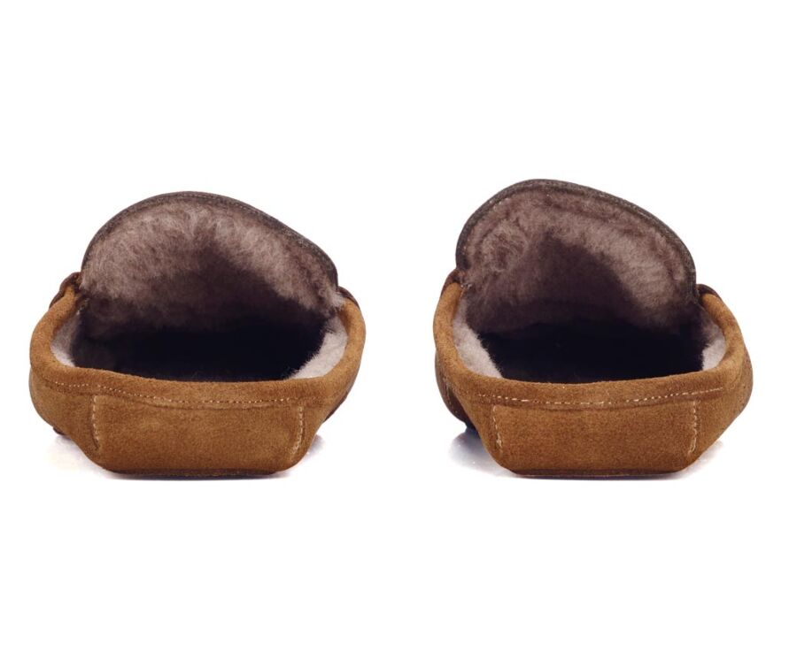 Pantuflas de hombre abiertas piel Gamuza - PANTUFLAS