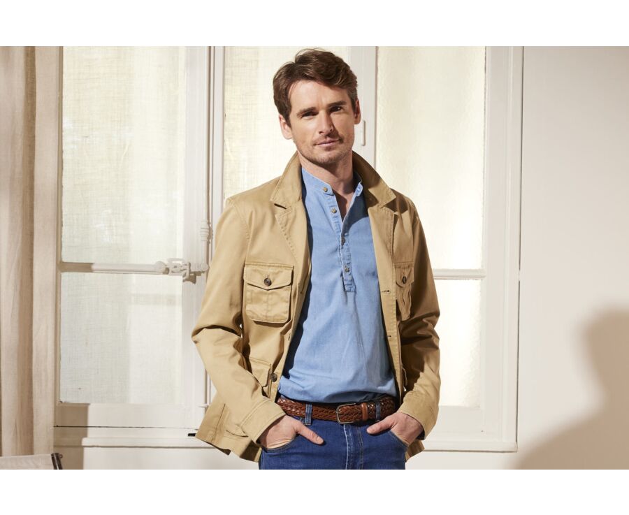 Chaqueta de hombre de mezcla de algodón y lino modelo sahariana corte  regular Dijon La Martina  Shop Online