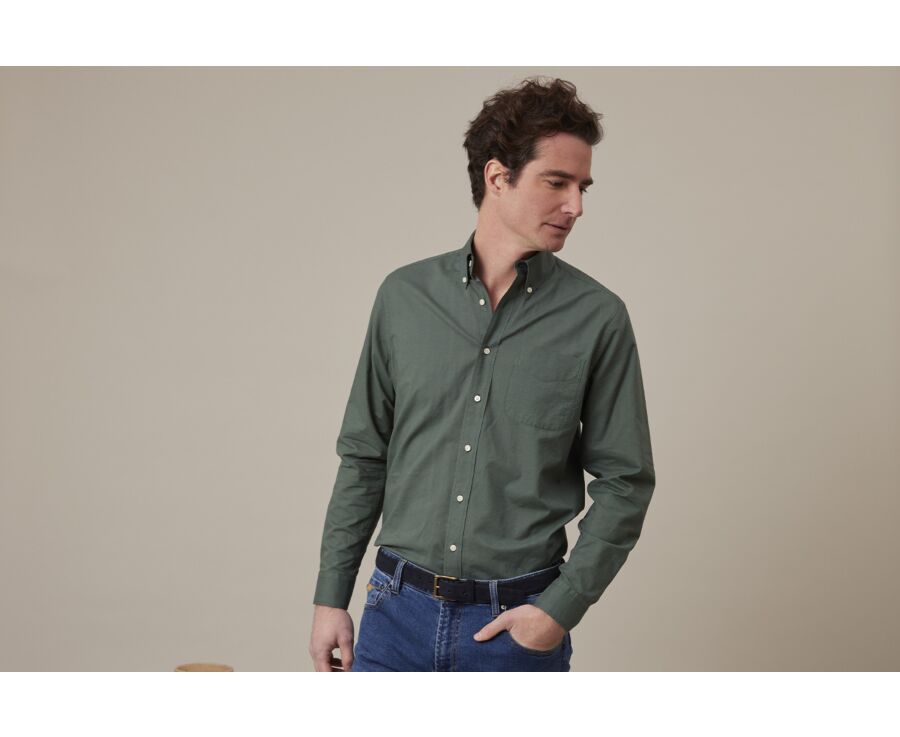 Camisa de lino y algodón Verde oscuro - COLTEN