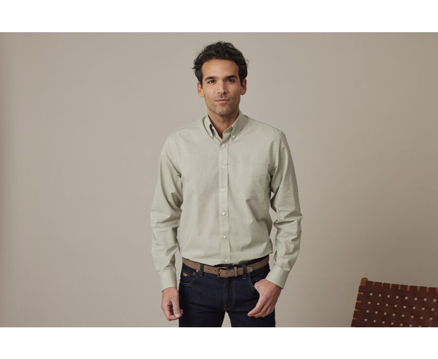 Camisa de lino y algodón Verde tila - COLTEN