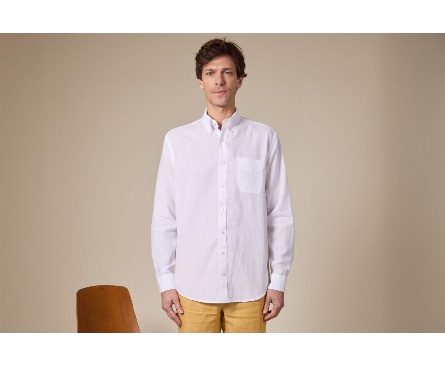 Camisa Blanca chambray de algodón/lino  - COLTEN
