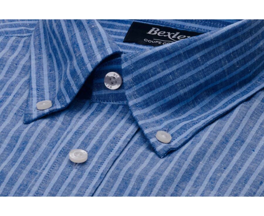 Camisa de algodón/lino - Chambray Azul Océano y Azul - COLTEN