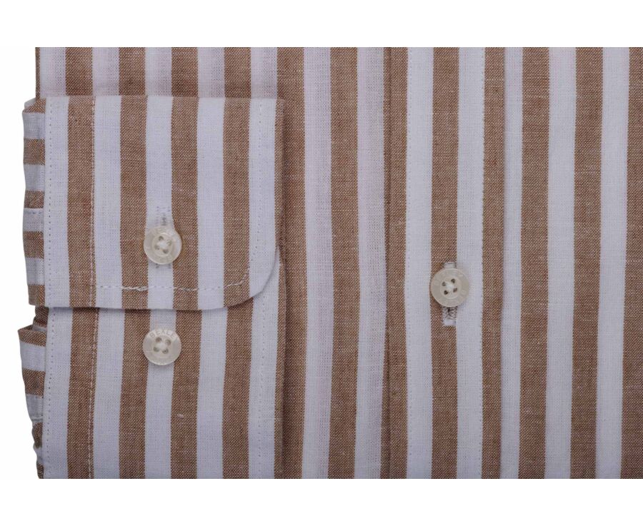 Camisa rayada Camel & Blanco - SIMONIN