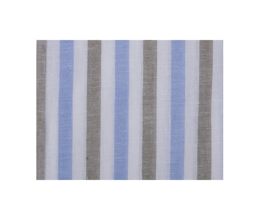 Camisa de algodón y lino Azul Cielo y Verde Salvia - Cuello Francés - SIMONIN